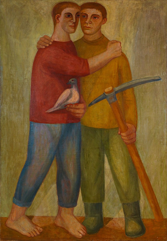 Amitié entre paysan et ouvrier 1948 Donation fresque Judit Reigl